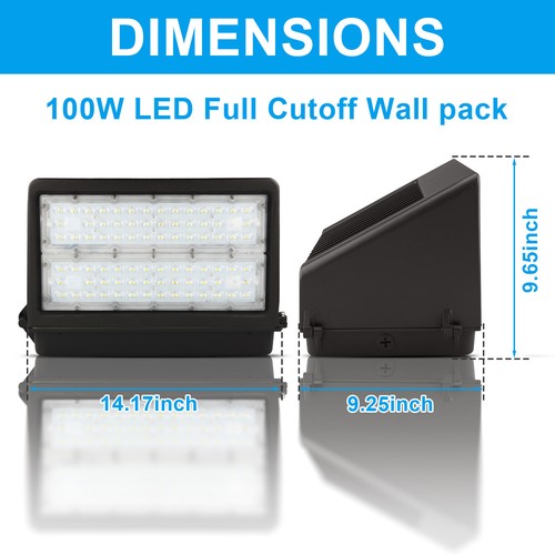 100W Full Cutoff LED Wall Pack Light Waterproof Outdoor Area Light Fixture 5000K - Picture 4 of 7