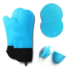 Kitchen Oven Mittens Set 6pc Silicone
