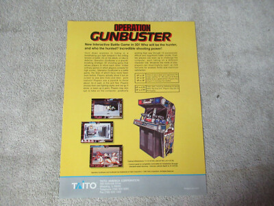 Original  10 15/16- 8.5''  OPERATION GUNBUSTER TAITO  ARCADE GAME  FLYER    