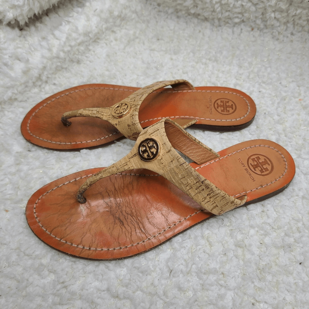 Tory Burch Cork and Leather Slide Sandals sz 8 - image 4