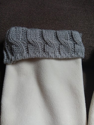 Cable Knit Boot Socks Women Large Grey White Cuff - Picture 2 of 4