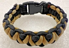 Paracord Survival Bracelet Black & Gold w/Buckle 9 1/4" Made in the USA