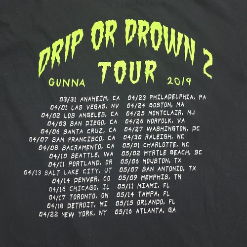 RAR! Gunna Drip Or Drown 2 2019 Tour Merch schwarz Konzert T-Shirt Tee Herren 2XL - Bild 7 von 11