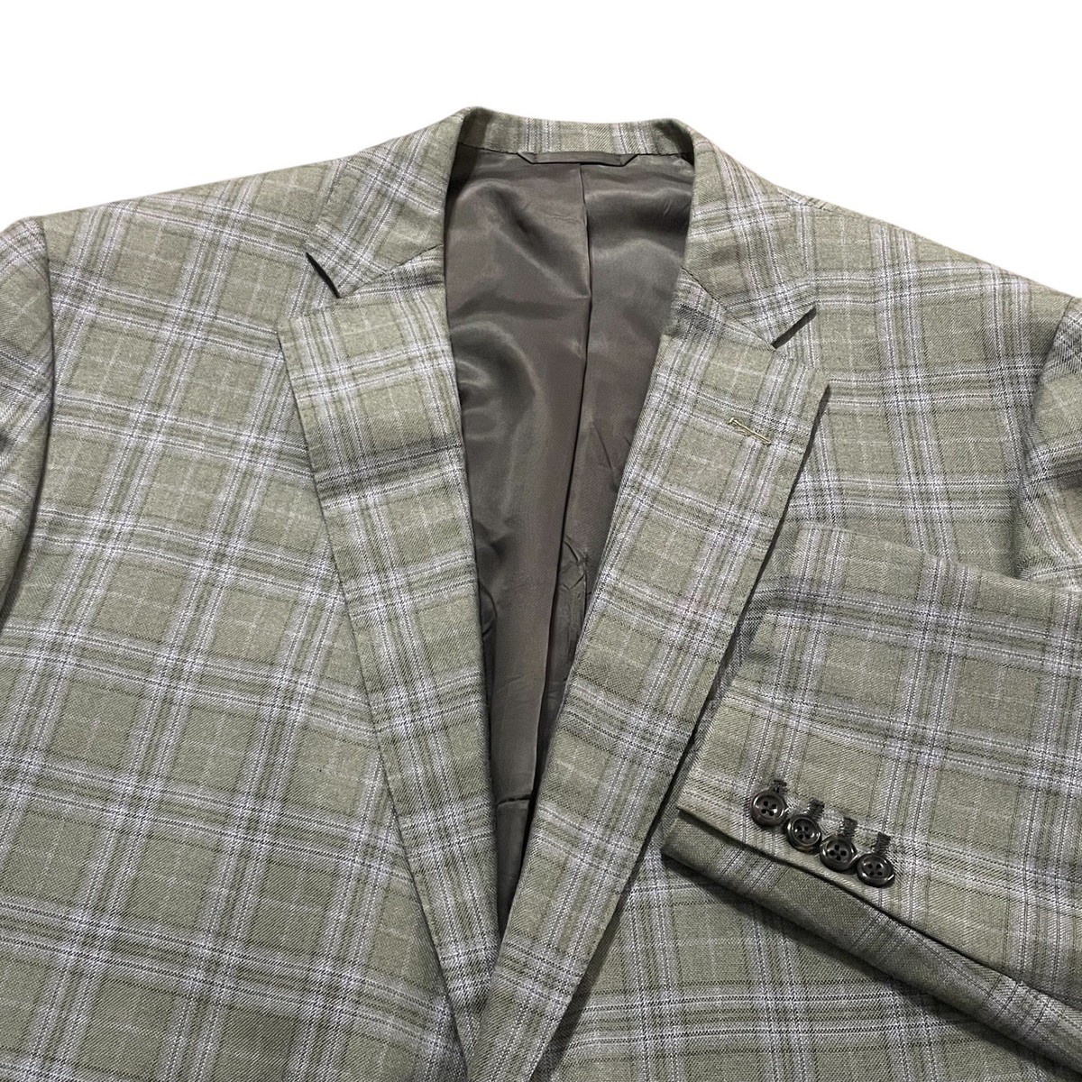 Oxxford Clothes Sport Coat Mens Sz 46 R Green Glen Plaid Cashmere