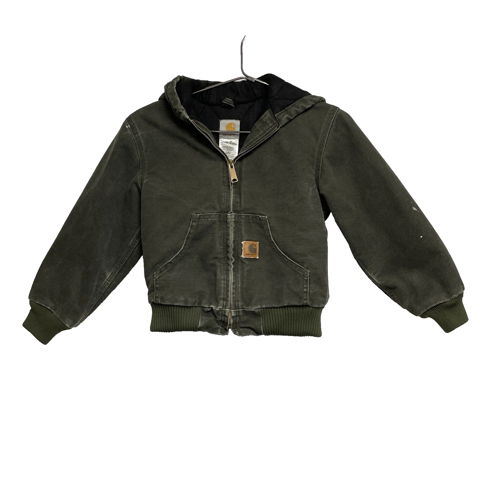 Carhartt Youth Green Canvas Hooded Full Zip Jacket YYJ130 - Size M