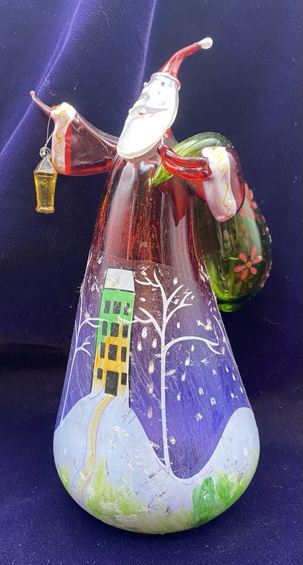Patience Brewster Candle Light SANTA Glass Figurine W/Hanging Lantern Mouth Blwn