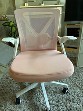Yaheetech Pink Ergonomic Mesh Desk Chair Flip-Up Armrests Swivel Lumbar
