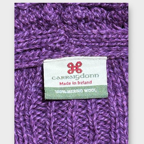 Carraig Donn Irish Aran Zopfmuster Fischer Gürtel lila Strickjacke Medium Wolle - Bild 3 von 7