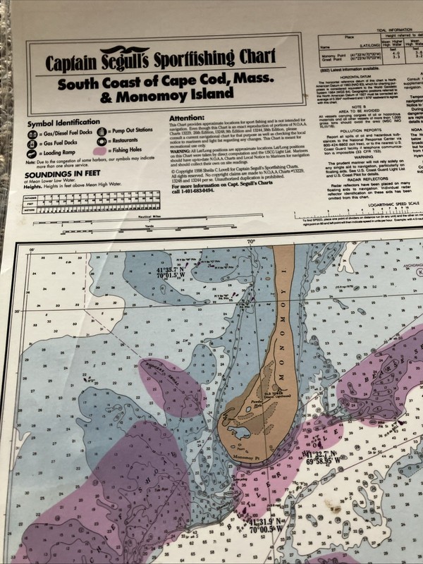 Captain Segulls Sport fishing Chart Cape Cod And Monomoy Island