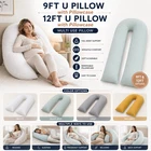 9Ft/12Ft U Shaped Pillow with Pillowcase Pregnancy Maternity Full Body Support