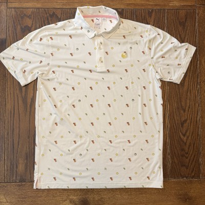 Puma Arnold Palmer Mens Medium Short Sleeve Golf Polo Shirt Ice Tea Lemon Drink