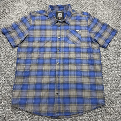 Metal Mulisha Shirt Mens XL Blue Gray Button Dirt Bike Motocross Utility Button - Picture 2 of 10