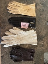 Lot Of 4 Vtg Women s Leather Gloves One New Fownes 6.5, 2 Western Style, 1 Brown