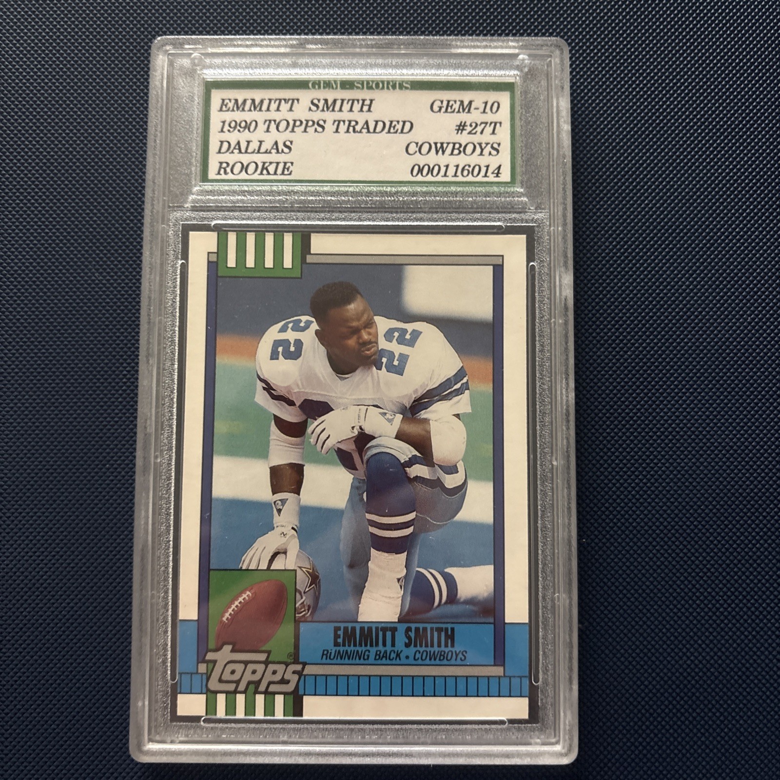 Emmitt Smith 1990 Topps Traded GEM 10 Rookie Cowboys HOF Football