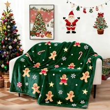 Christmas Throw Blanket 50 X 60 Inches Soft Cute 50 x 60 inch, Green