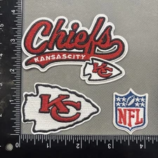 LOT OF 3 KANSAS CITY CHIEFS IRON ON EMBROIDERED PATCHES