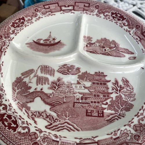 McNicol China Red WILLOW 9 3/8" Grill Plate Restaurant Ware B 28 Clarksburg WV - Picture 11 of 11