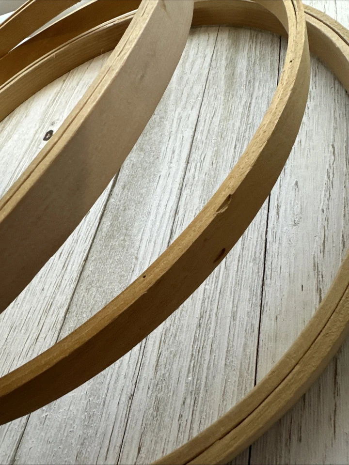 LOT OF 3 LARGE WOODEN EMBROIDERY HOOPS 14" WIDE 3/4" THICK, NEEDLE CRAFTS - Image 3 of 4