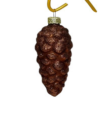 4" Brown Pinecone Vintage Glass Ornament Handblown Christmas Tree Decoration