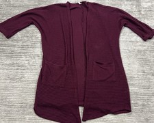 Mittoshop Sweater Womens M/L Red Open Knit Long Cardigan Made in USA