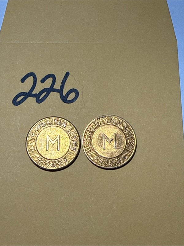 US Phoenix Metropolitan Lines Good For Fare In One Zone Transit Token - Lot Of 2