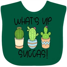Inktastic What's Up Succas Funny Cacti Plants Baby Bib Cactus Succulents I Love