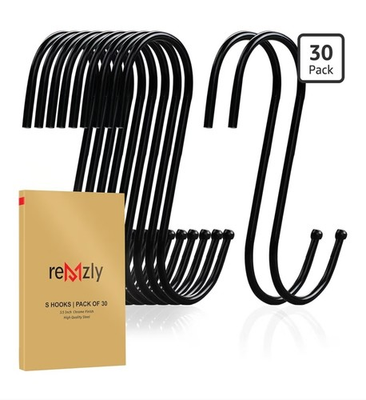 #ad Pack 60 Black S Hooks for Hanging 3.5 Inch Heavy Duty Durable Metal Hooks $12.99
