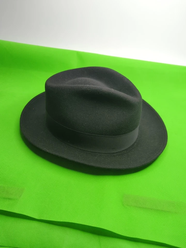 Sombrero Dobbs 7 1/8 - Fedora Negro "Crowleys" - Buen Estado Foto 3 de 4