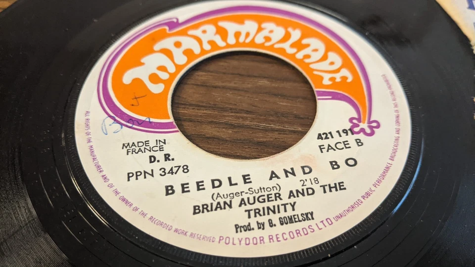 Disque 45 Tours Vinyle 7" Brian Auger and the trinity Tiger 1968 Fr Rock Funk - Photo 3/3