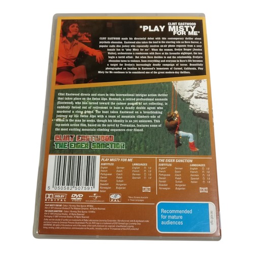 Play Misty for Me / The Eiger Sanction DVD Clint Eastwood Region 2 4 Thriller - Picture 2 of 4