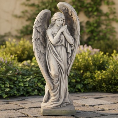 Large 34-Inch Religious Angel Statue - Stunning Garden Sculpture in Resin