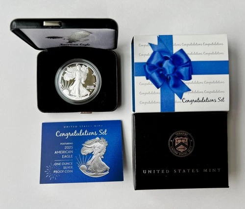 2025 W American Eagle One Ounce Silver Proof Coin Congratulations Set w/ Box+COA