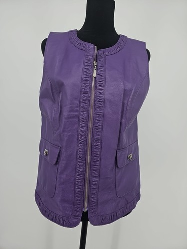 Peter Nygard Leather Purple Vest - Picture 1 of 8