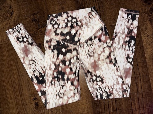AERIE OFFLINE REAL ME BROWN BLACK WHITE PATTERN CROSSOVER 7/8 LEGGINGS! S - Picture 1 of 4