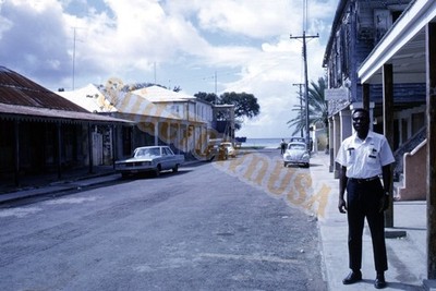 Vintage 1960s Color 35mm Slide Street Scene Caribbean Coastal Town X-2929