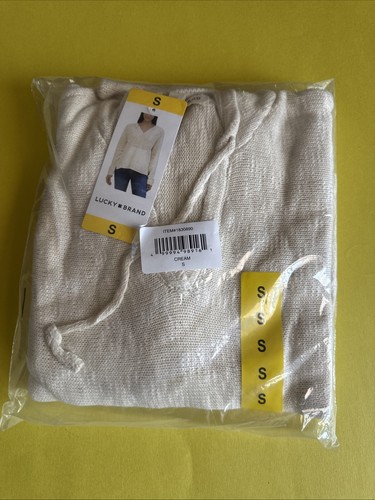 Sudadera con capucha para mujer Lucky Brand Baja, crema talla pequeña nueva con etiquetas