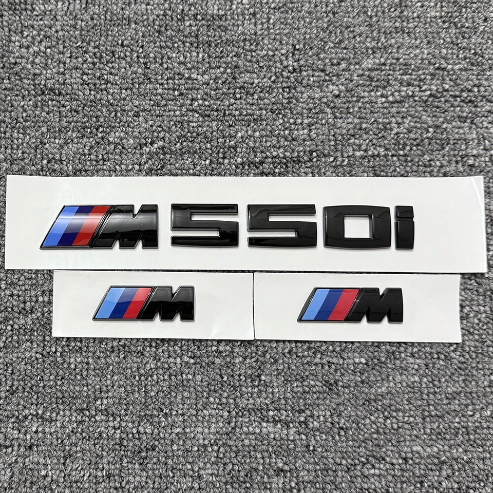 3X Black M550i Side Fender Trunk Badge For BMW G30 5-Series XDrive Emblem Decal - Imagem 2 de 4
