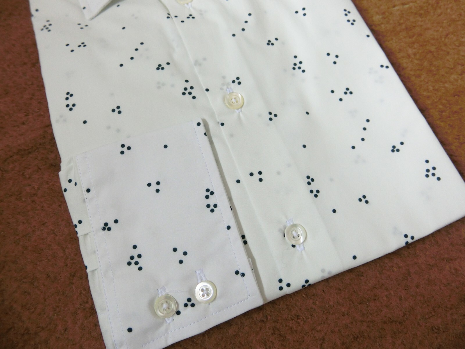 FILA Camicia contemporanea Richard James Savile Row Navy macchie casuali cotone bianco 15 5