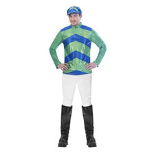 Melbourne Cup Horse Racing Party Supplies Male Blue & Green Jockey Costume (M)