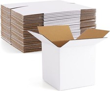 Eupako 4x4x4" Cardboard Box Mailers 25 Pack White Cube Corrugated Small Shipping
