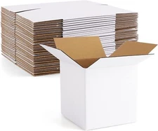 Eupako 4x4x4" Cardboard Box Mailers 25 Pack White Cube Corrugated Small Shipping