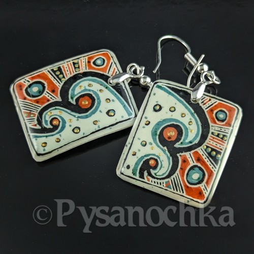 Pendientes Pysanka. Cáscara de avestruz. Huevo de Pascua estilo. Pysanky hecho a mano por Halyna - Imagen 5 de 8