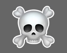 Skull and Crossbones Emoji Die Cut Glossy Vinyl Sticker