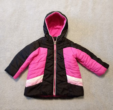 Girl's toddlers PACIFIC TRAIL pink black hooded puffer full zip jacket 18M