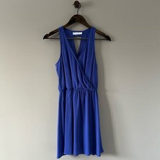 GUC LUSH BLUE FAUX WRAP DRESS WITH CINCHED WAIST