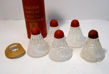Antique Lot of 5 Carlton Demon Shuttlecocks w/Original Can Badminton