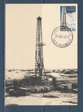 carte 1er jour  un derrick pétrole Hassi-Messaoud  Sahara  1959                a