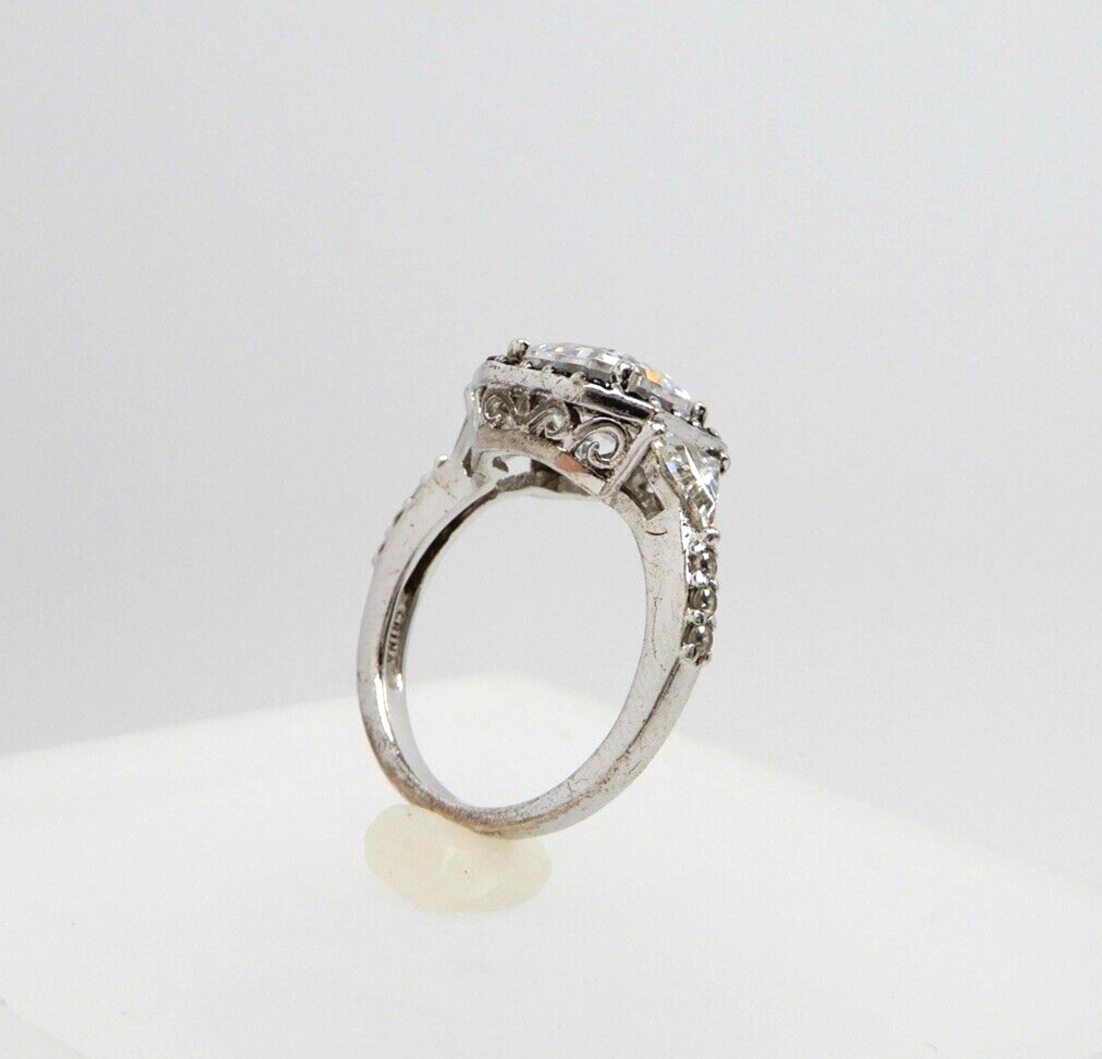 Solid Sterling Silver Square Step Cut CZ & Turmal… - image 8