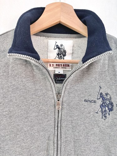 US Polo Assn Heritage Men 100% Cotton Fleece Cardigan Grey Size M R917 - Picture 7 of 21