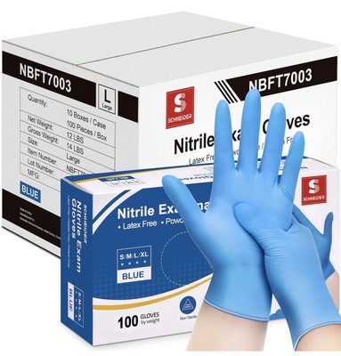 Nitrile Exam Gloves, Blue, 4 mil, Powder-Free, Latex-Free